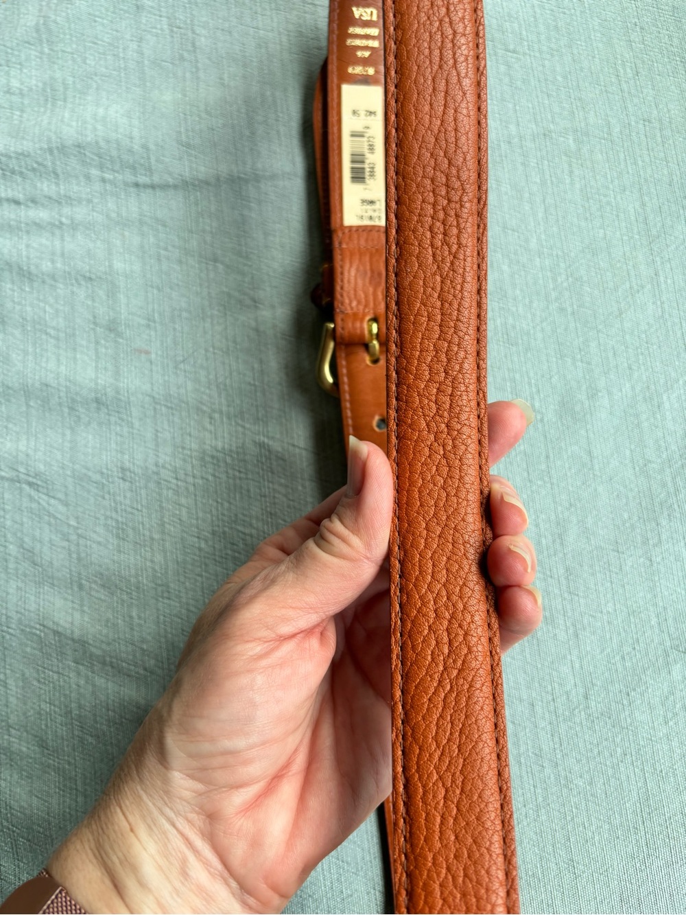 NEW Vintage Dooney & Bourke Chestnut Leather Belt with Gold Hardware - Picture 5 of 8